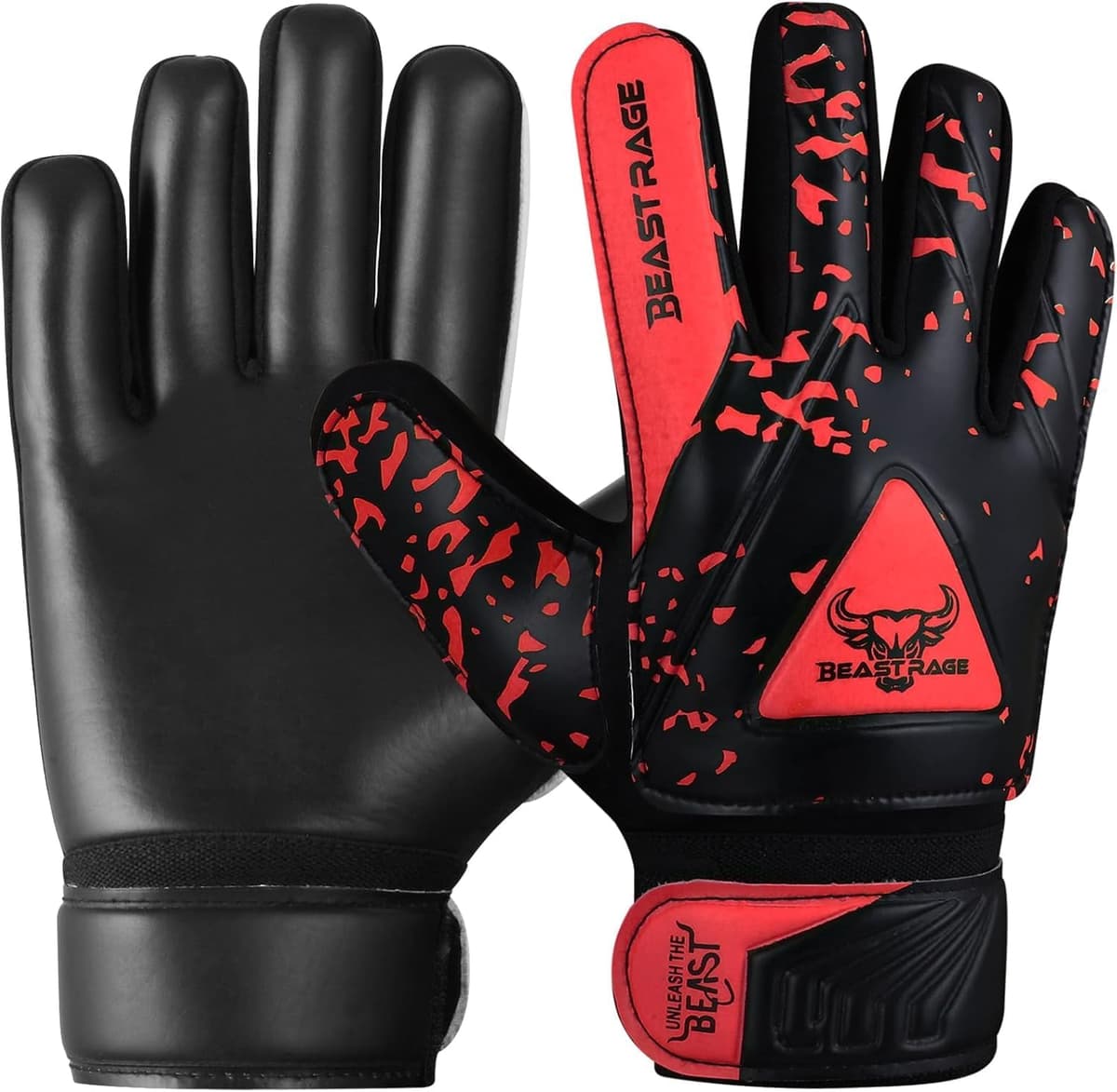 BEAST RAGE Guantes de Portero para niños y jóvenes,Guantes de Portero de fútbol para niños,Soporte de muñeca Doble,Agarre Fuerte,Guantes de fútbol con Palma Acolchada para niño