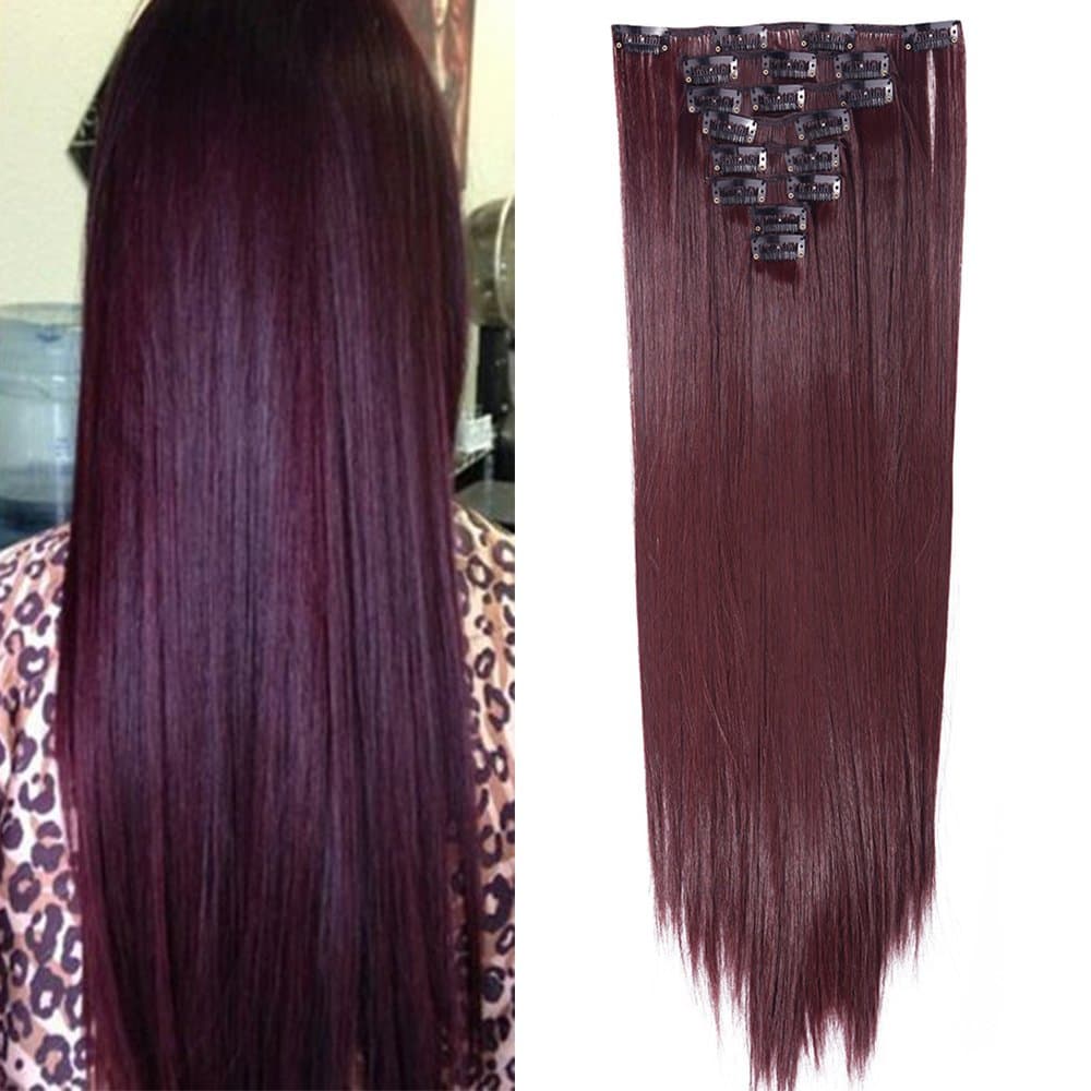 24"(60cm) SEGO Extensiones de Cabello Clip de Pelo Sintético Se Ve Natural 8 PCS [Sandy Rubio mezcla Blanqueador Rubio] Rizado Ondulado Largo Postizos Pelucas (140g) — view 25