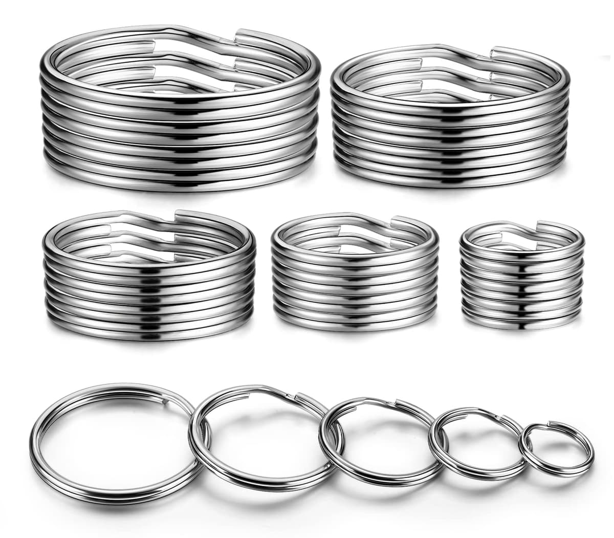 YHYZ Key Rings Assortment, Split Key Ring Loops in 5 Sizes (1/2 inch, 3/4 inch, 1 inch, 1.18 inch, Large 1.37 inch) for Key Chain Dog Pet Collar Tag DIY Craft Car Key — view 8