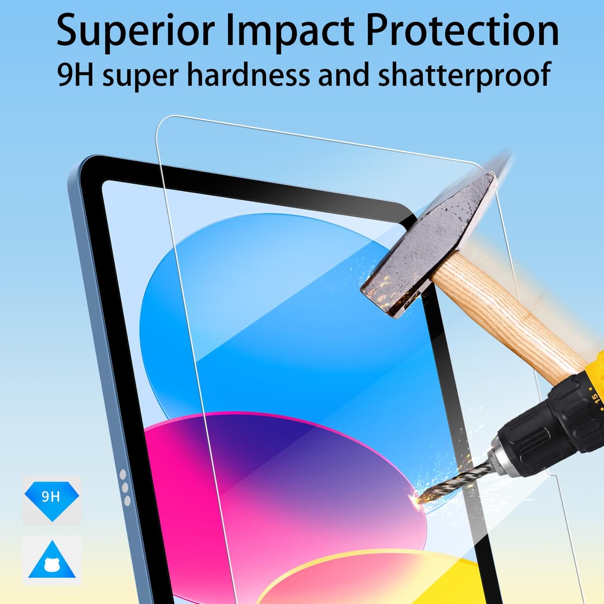 4youquality [2-Pack Screen Protector for iPad (A16) 11th / 10th Generation (2025/2022) (iPad 11 & 10), Tempered Glass Film, Anti-Scratch, Impact-Resistant — view 4