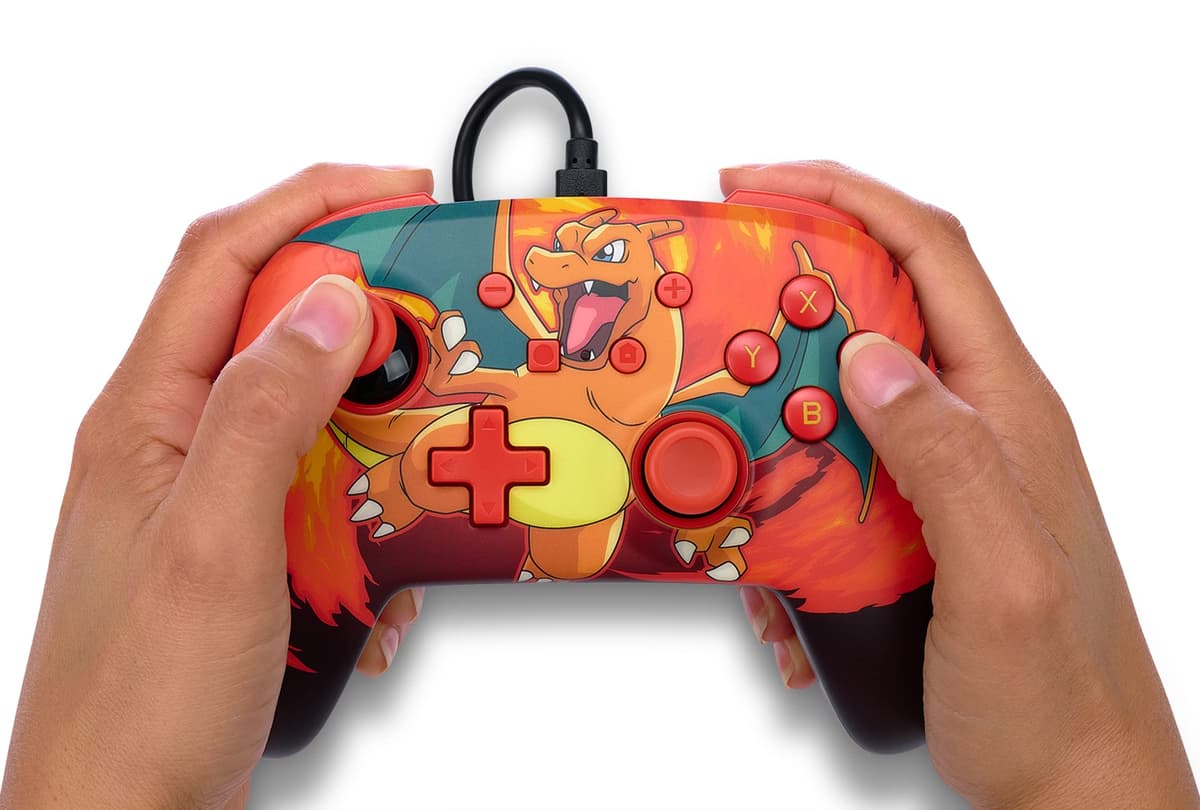 PowerA Enhanced Wired Controller for Nintendo Switch and Oled Model, Advance Gaming Buttons, 3.5mm Stereo Jack and Anti-Friction Rings, Officially Licensed: Pokémon: Charizard Vortex — view 2