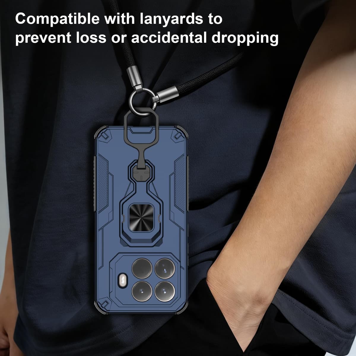Funda para CMF Phone 2 Pro, Carcasa Antigolpes con Soporte anular metálico, Case Protectora de Grado Militar, Negro — view 1547
