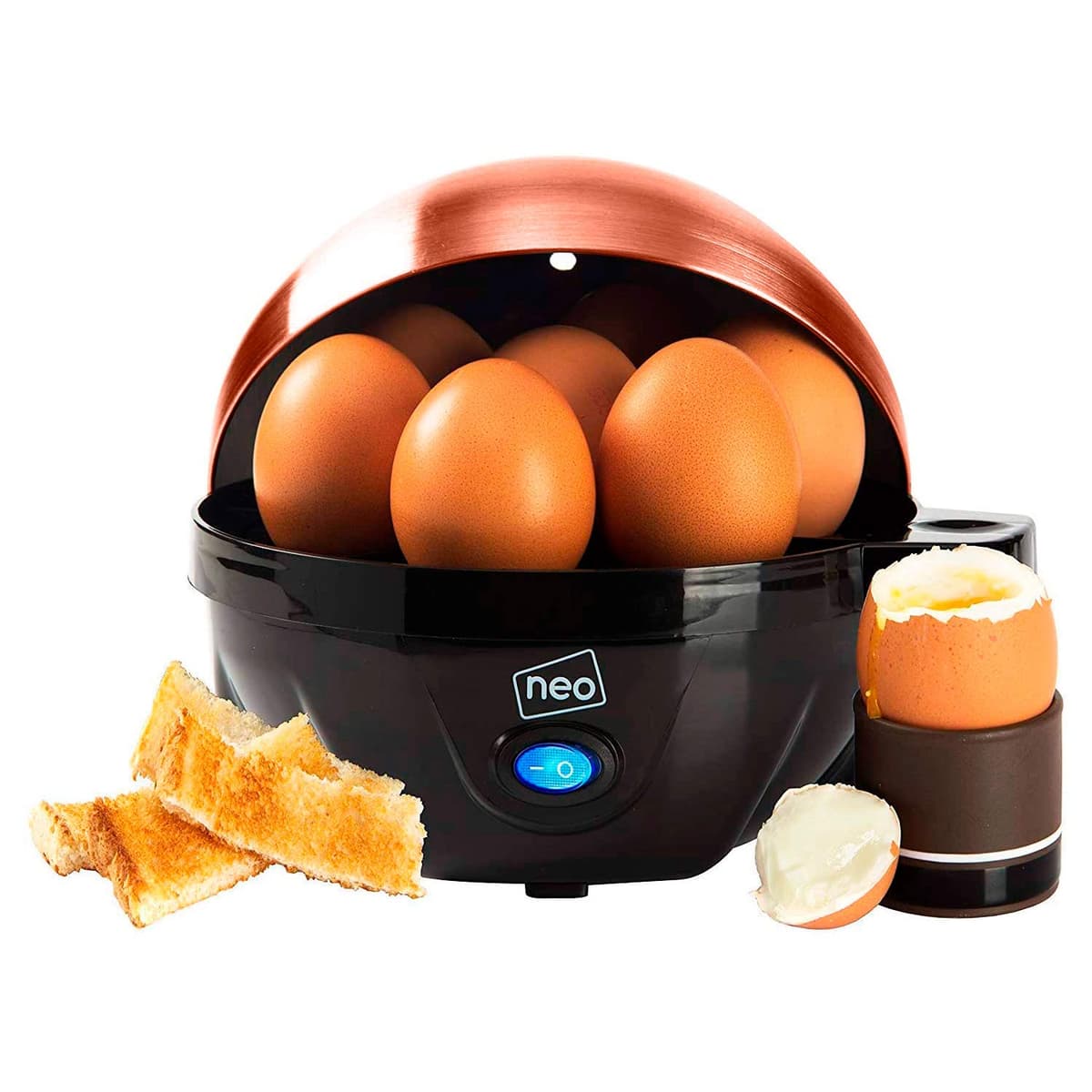 Neo 3 in 1 Durable Kitchen Electric Egg Cooker, Boiler, Poacher Poached Boiled & Omelette Maker Metal Machine Steamer with Timer (Black and Silver) — view 11