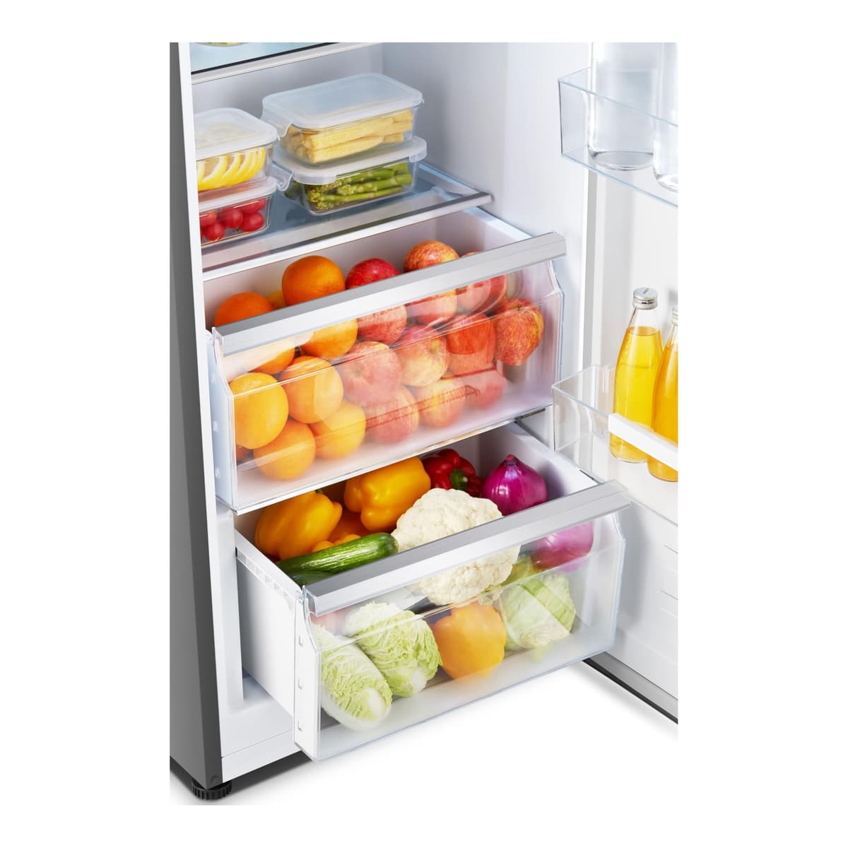 Teknix TH60TLX 60cm Freestanding Tall Larder Fridge - 370L Capacity - Metal Tech Cooling - Chrome Wine Rack - Stainless Steel - E Rated, H185.5 x W59.5 x D65.1 (cm) — view 4
