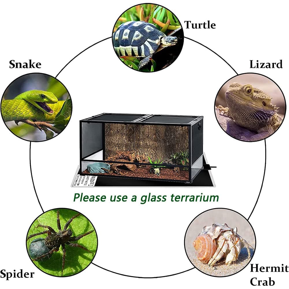 14W Reptile Vivarium Heat Mats Pets Heating Pad for for Turtle,Snakes,Lizard,Gecko Plants Seeding Heat Pads Adjustable Amphibian Tank Warmer Mat,UK Plug (14W 28x28 cm) — view 2