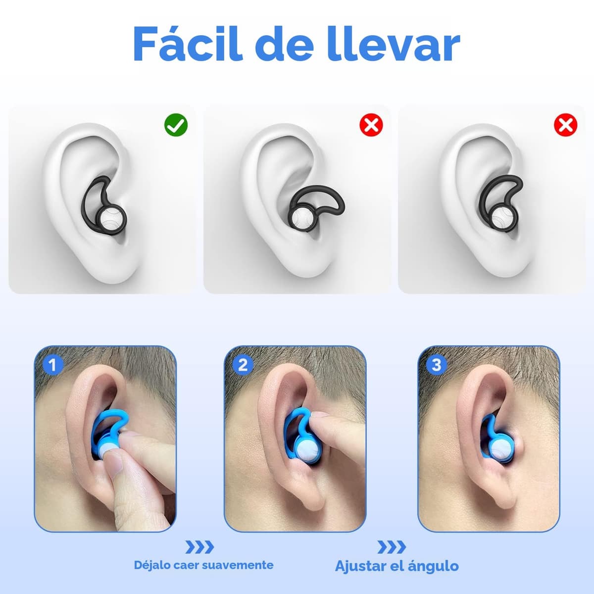 Tapones oidos natación para adultos - Impermeables reutilizables de silicona suave tapones para los oídos para la ducha, natación(3 pares) — view 6