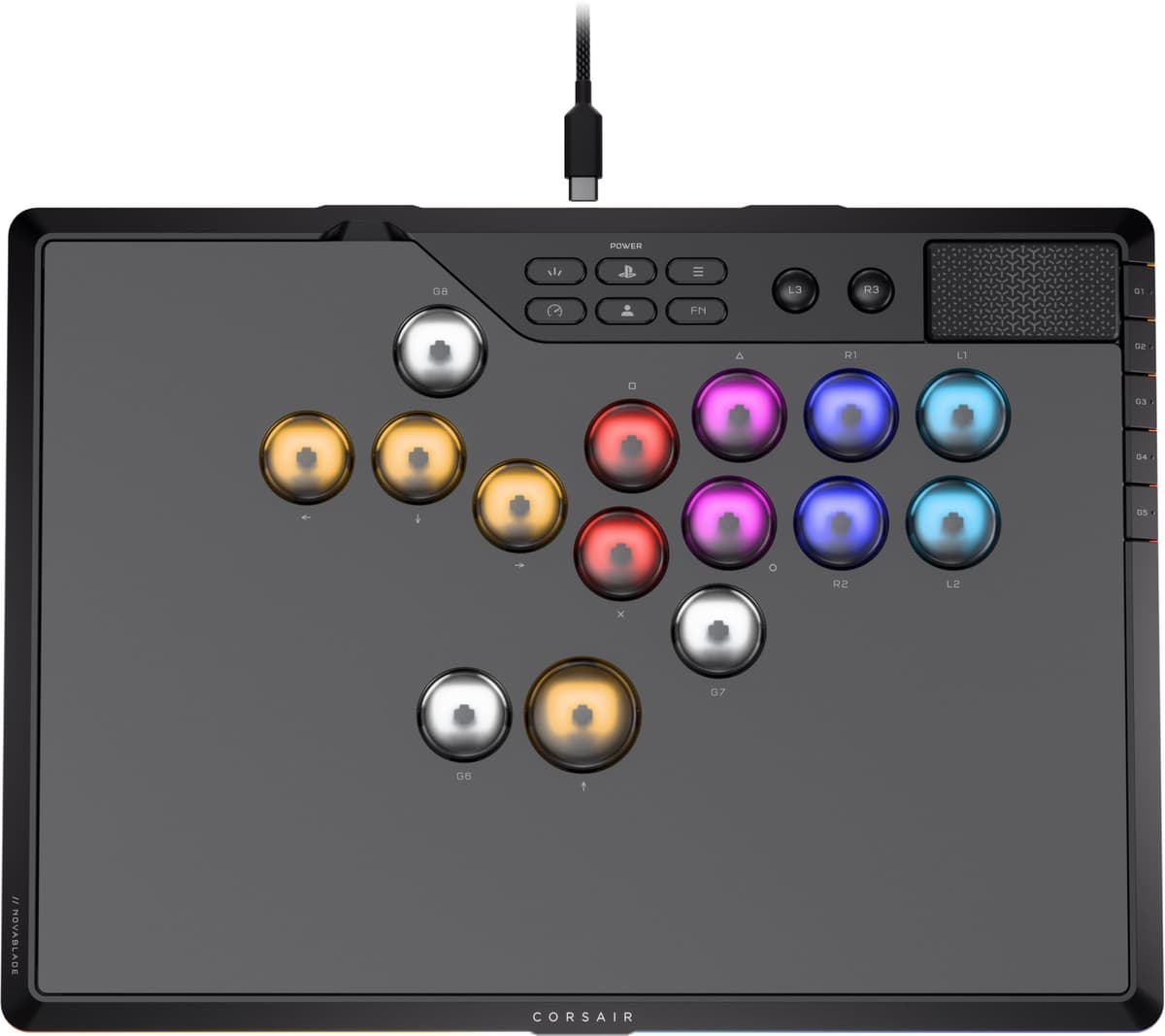 Corsair NOVABLADE PRO Wireless Hall Effect Leverless Controller – 15-Main Key Layout, 1000Hz Polling, 2.4GHz Wireless, SOCD, MGX Hyperdrive Hall Effect Magnetic Switches – PS5, PS4, PC – Black