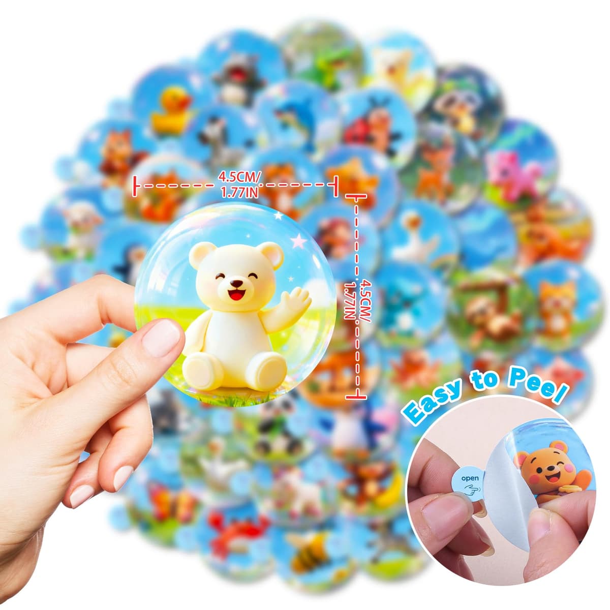 Anboor Stickers for Water Bottles, 50PCS Waterproof Vinyl Cute 3D Animal Sticker for Laptop Luggage Skateboard Teens Adults — view 4