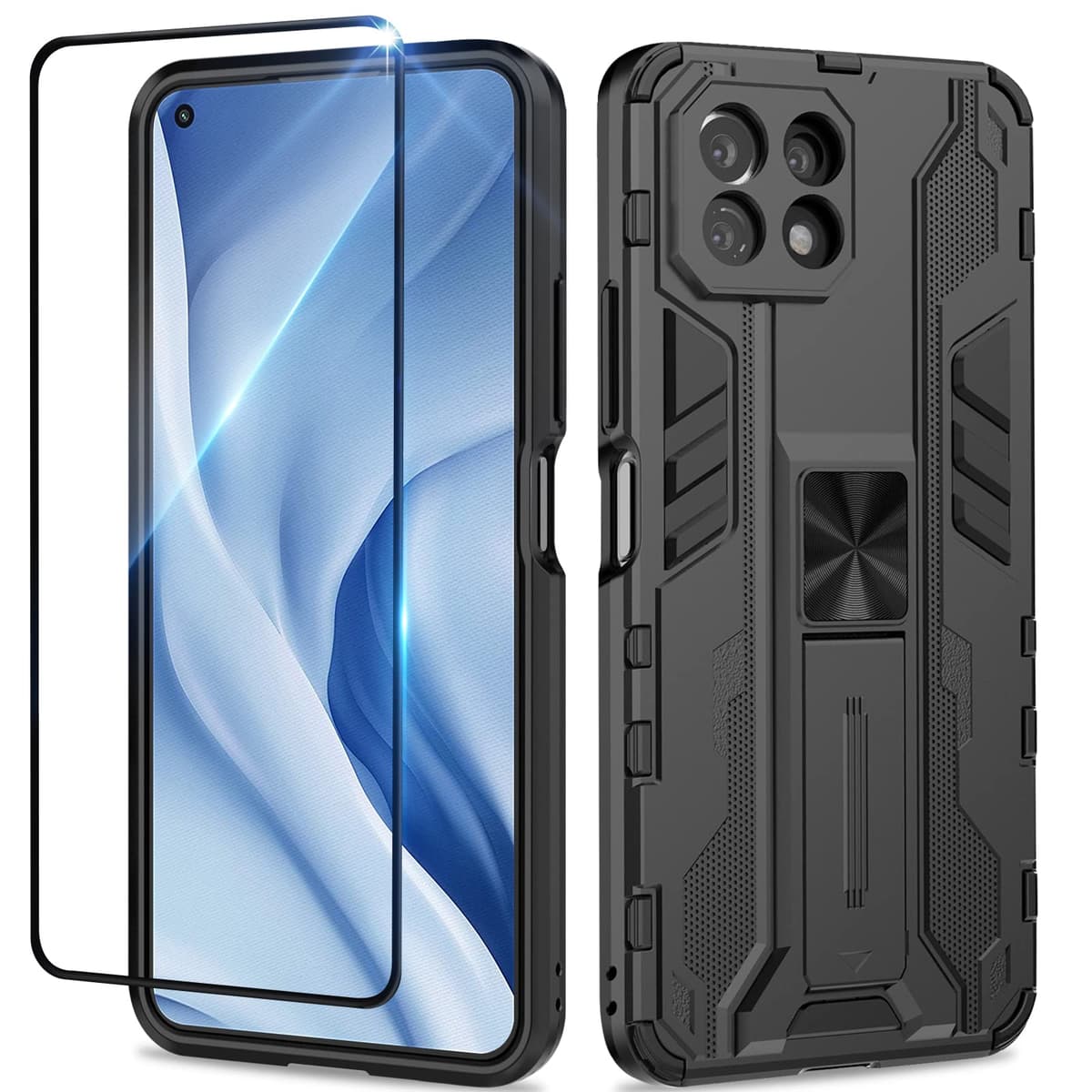 Funda para CMF Phone 2 Pro, Carcasa Antigolpes con Soporte anular metálico, Case Protectora de Grado Militar, Negro — view 1695