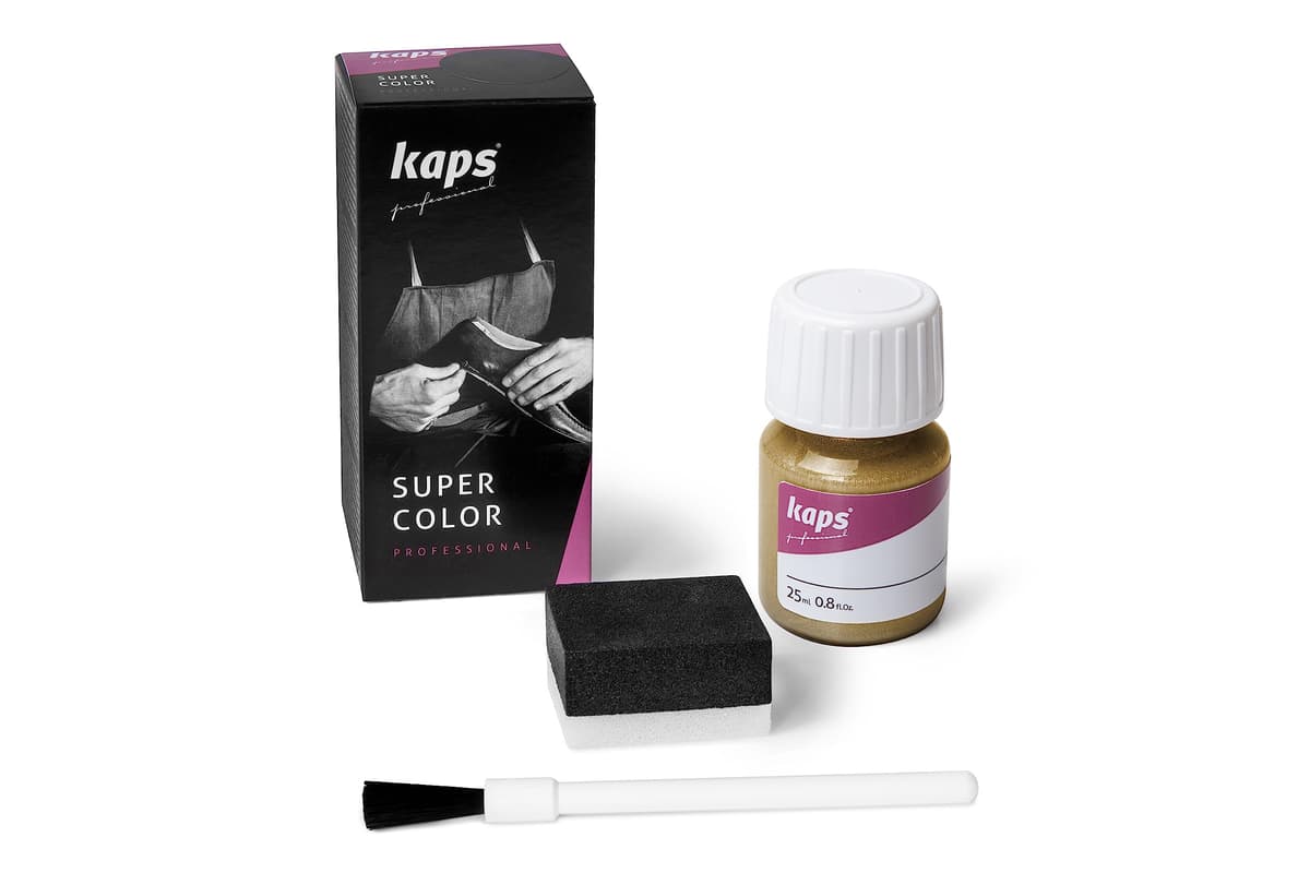 Tinte para Zapatos y Bolsos de Cuero y Textil con Esponja y Brocha, Kaps Super Color, 70 Colores (117 - azul marino) — view 37