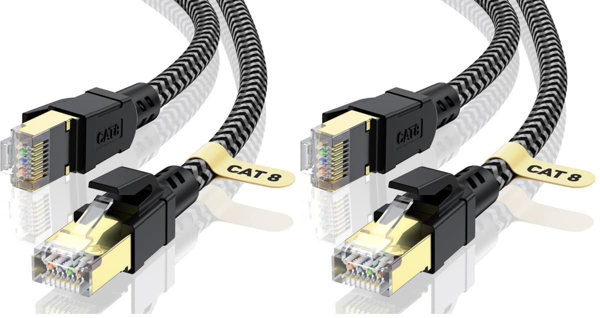 Cat 8 Ethernet Cable 1M, High-Speed Gigabit Braided RJ45 LAN Patch Cord, 40Gbps 2000Mhz, Lan Network Cable Compatible for Modem, Router, Faster than Cat7 — view 10