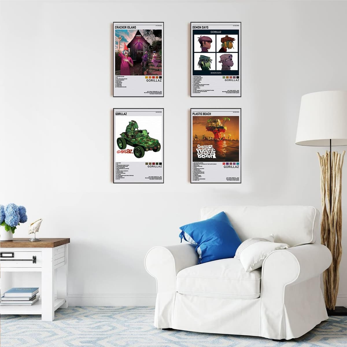omle Gorillaz Music Album Cover HD Prints Canvas Wall Art Set of 4 for Living Room Bedroom Music Classroom Posters Girls Wall Decor Art 8x12 inch Unframed — view 4