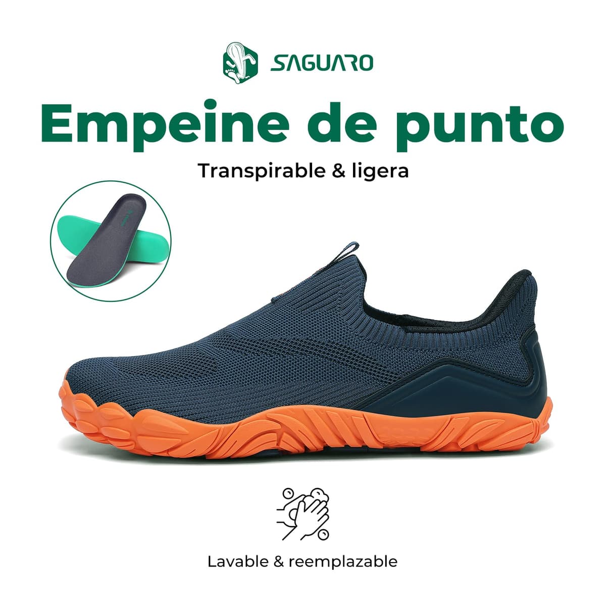 Saguaro Unisex Zapatos Barefoot Slip-On de Cinco Dedos – Calzado Minimalista para Uso Diario, Caminar, Gr.36-48 — view 4