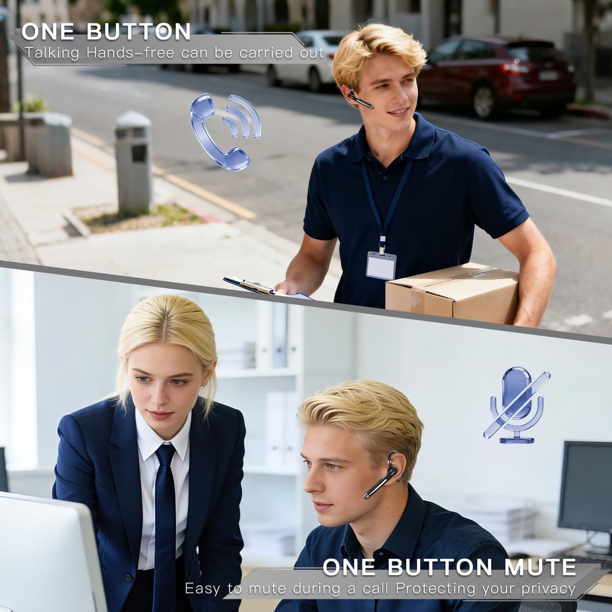 Single Wireless Earbud, Ultra Long Standby Bluetooth Headphone with Large Capacity Charging Box, Built-in CVC8.0 Noise Reduction, — view 3