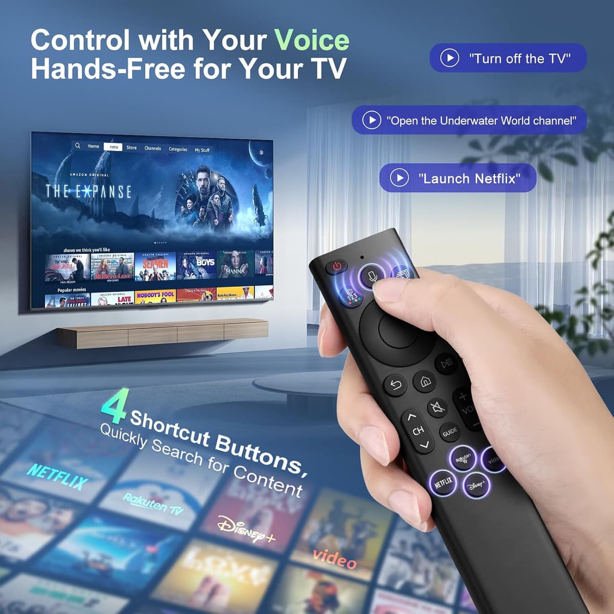 Voice Replacement for Samsung-Smart-TV-Remote, for Samsung Smart TVs with Voice Function with Shortcut Buttons — view 4