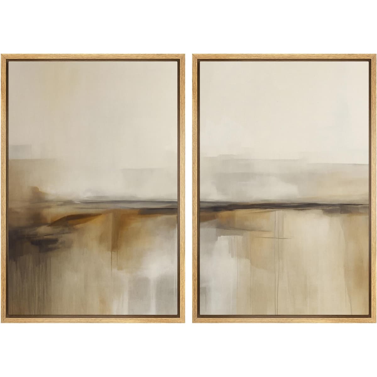 MUDECOR Framed Canvas Print Wall Art Set Watercolor Pastel Duotone Tan Landscape Abstract Shapes Illustrations Modern Art Decorative Contemporary for Living Room, Bedroom, Office - 24"x36"x2 Natural — view 126