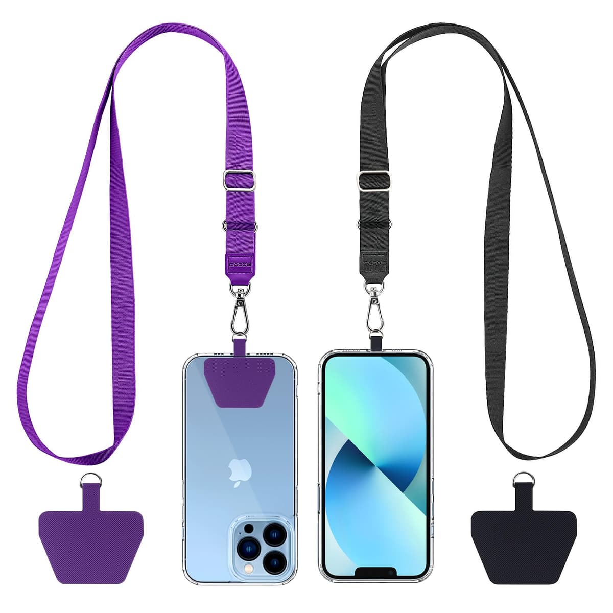 CACOE Universal Mobile Phone Chain, 2 Pcs Adjustable Collar Lanyard and 2 Pcs Durable Patches, Lanyard Mobile Phone Neck Strap Compatible with Most Smartphones — view 11
