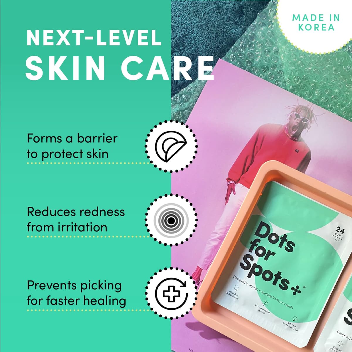 Dots for Spots Patches- Pack of 120 Translucent Hydrocolloid Spot Patch Treatment Stickers for Face - Fast-Acting, Vegan & Cruelty Free - Korean Skin Care — view 4