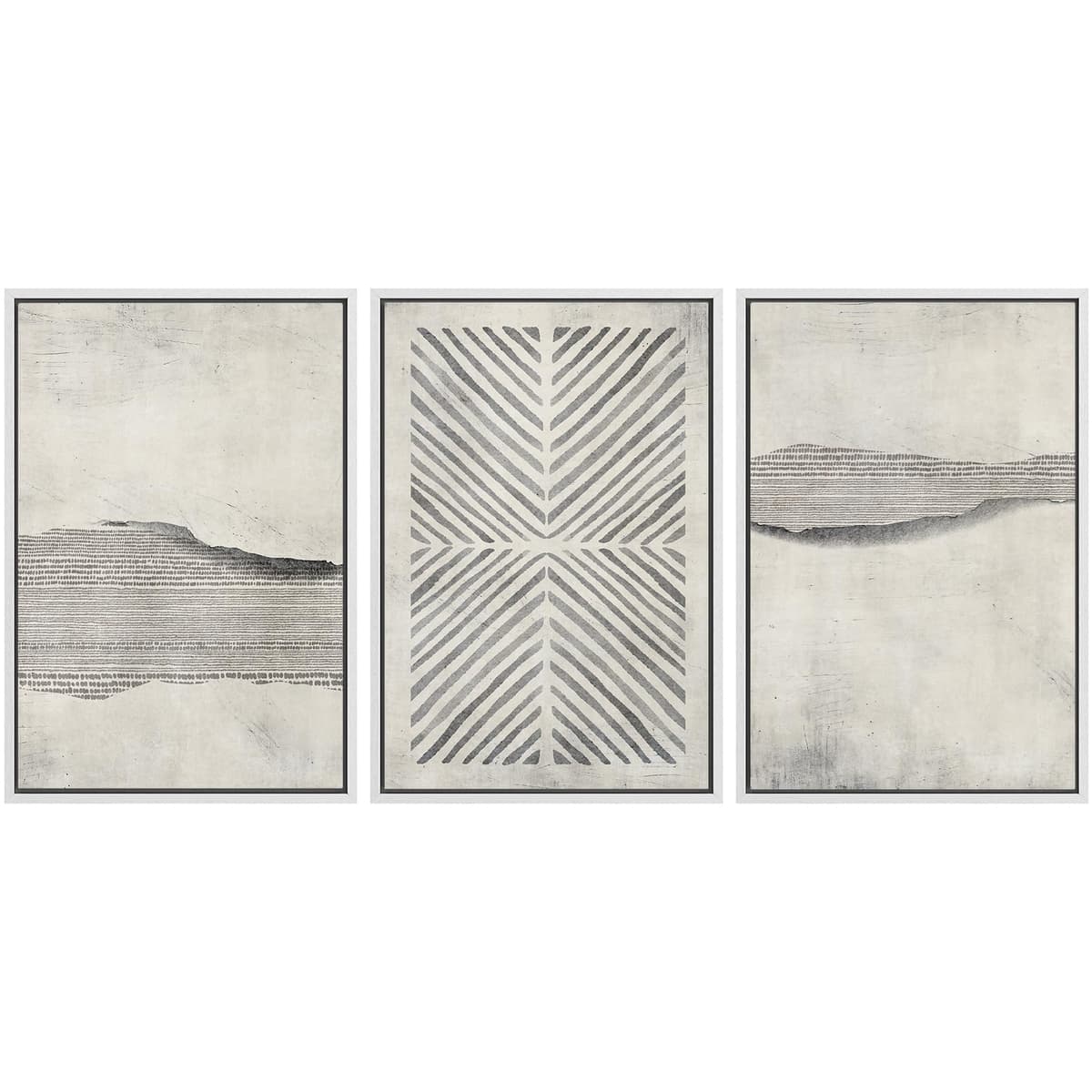 SIGNWIN Framed Canvas Print Wall Art Set Blue White Grunge Geometric Pattern Abstract Shapes Cozy Neutral Decorative Contemporary Minimal for Living Room, Bedroom, Office - 24"x36"x3 Natural — view 117