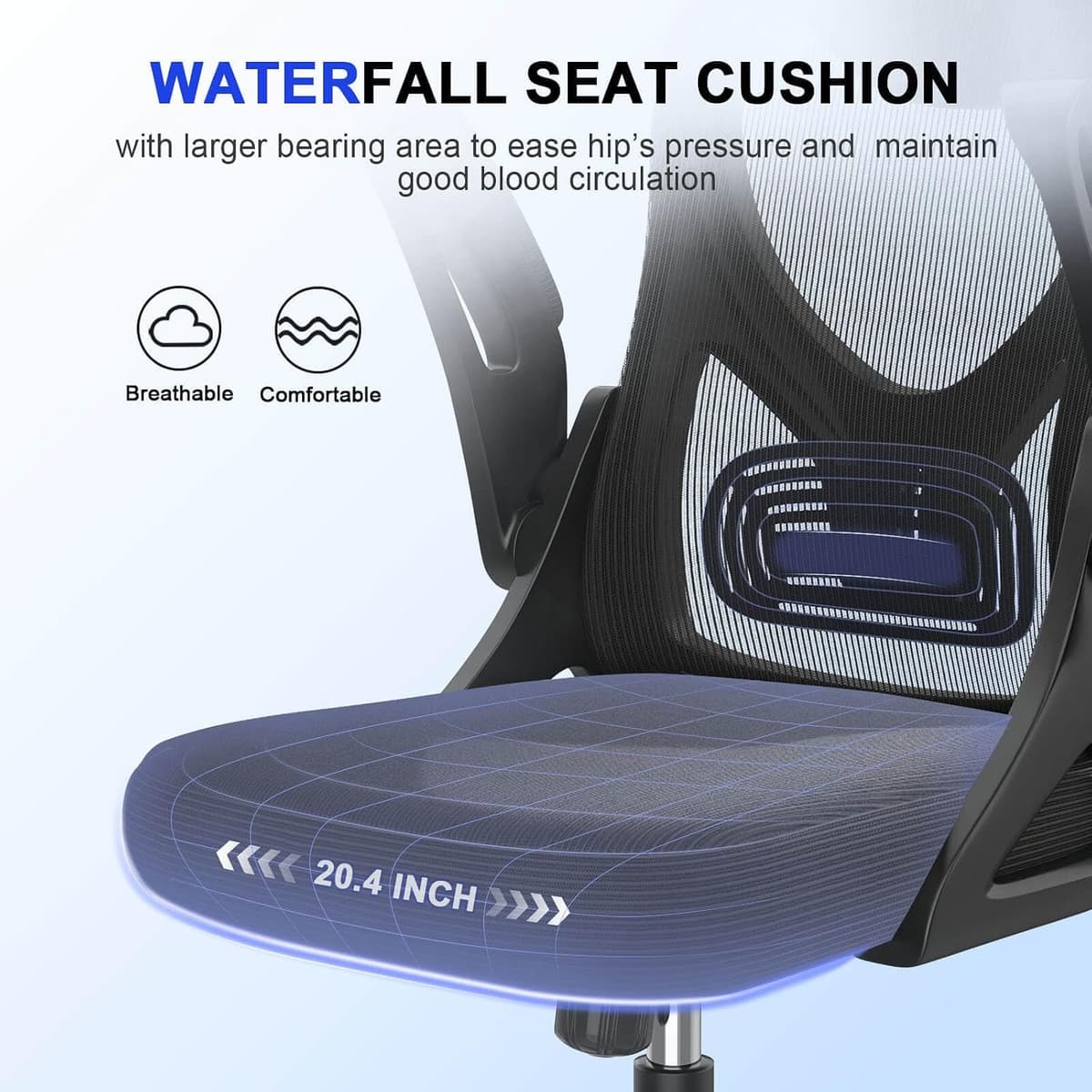 Office Chair - Ergonomic Desk Chair with Lumbar Support Headrest Adjustable, Padded Flip-up Armrests Comfy Seat Cushion High Back Executive Manager Chair For Home Office — view 2