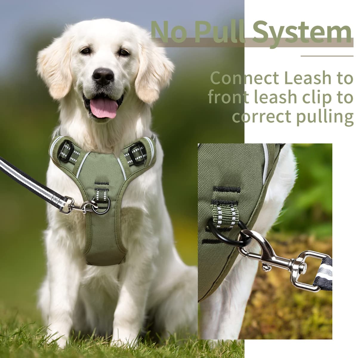 HEELE Dog Harness Medium No Pull Dog Vest Harness with Soft Handle Reflective Pet Harness for Outdoor Training Walking, Black, M — view 215