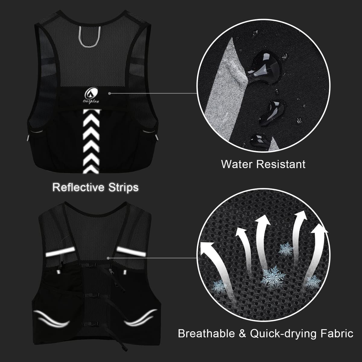 Chaleco para correr con 2 botellas de agua de 500 ml, mochila ligera para correr para hombre y mujer, chaleco de hidratación para correr, maratón, accesorios, M/L — view 5