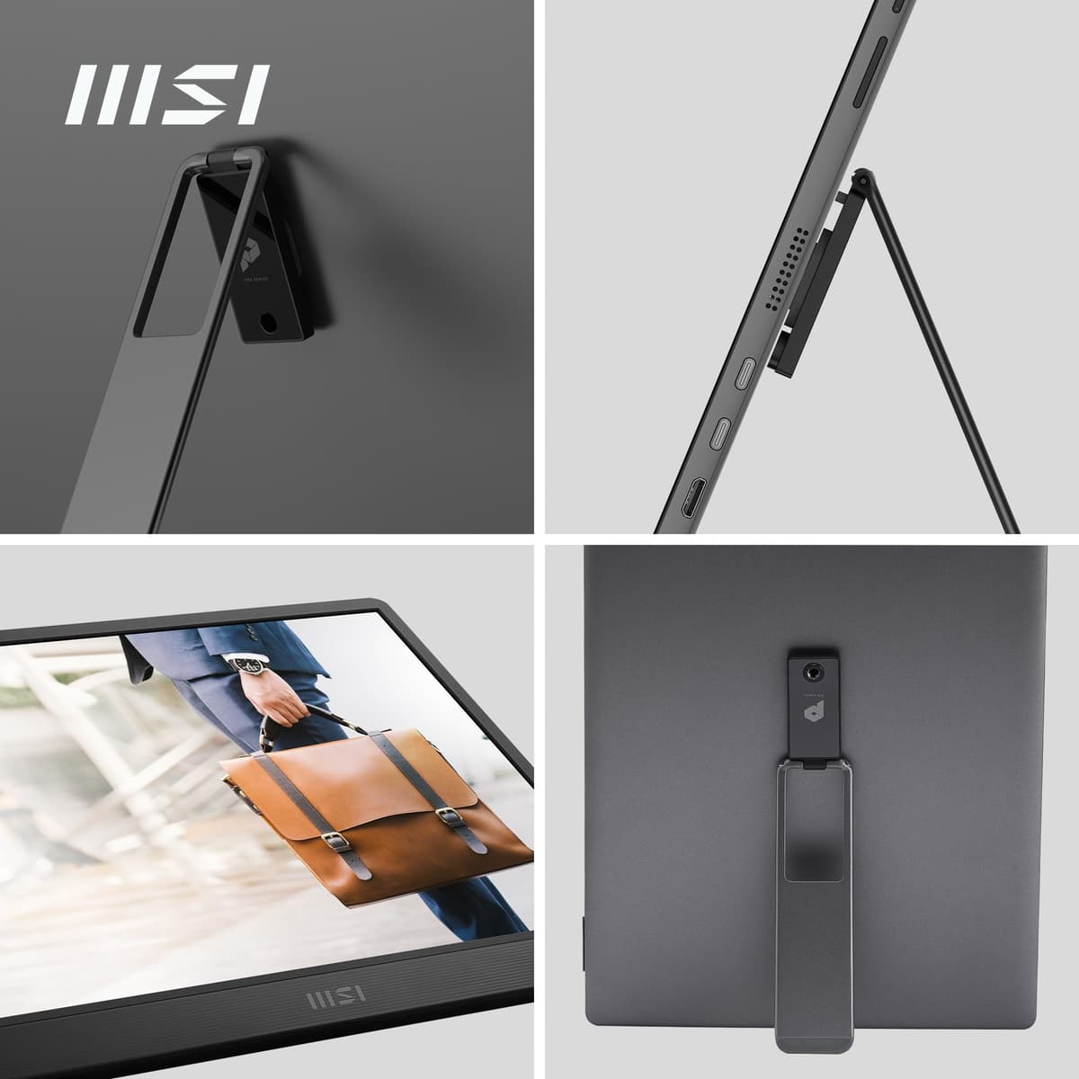 MSI Pro MP161 E2U Monitor portátil Full HD de 15,6", Panel IPS 1920 x 1080, 60 Hz, Pantalla Agradable a la Vista (PC, portátil, móvil), Altavoces, chasis y Soporte, Mini-HDMI 2.0b, 2 x USB Type-C — view 3