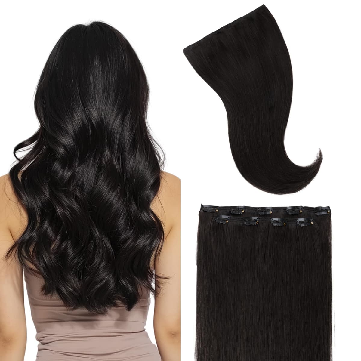 GOO GOO Clip in Hair Extensions Human Hair, 18inch 150g 9Pcs, #2 Dark Brown, Hair extensions for women, Human Hair Extensions Clip in — view 69