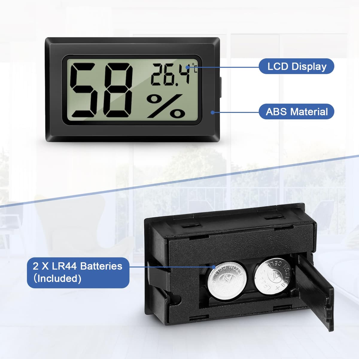 EEEKit Higrómetro Termómetro Digital, Pack de 5 Medidores de Temperatura y Humedad, Mini Higrómetro para Interior y Invernadero — view 5