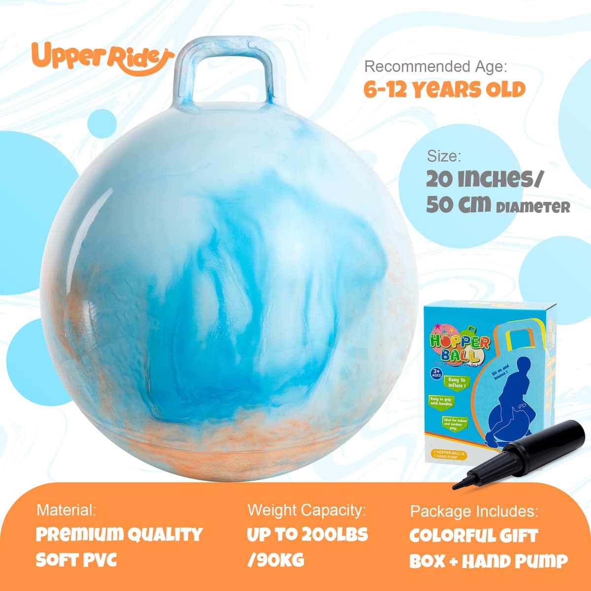 U&C Planet Balones saltarines espaciales de 18 Pulgadas para niños Balón saltarín con asa Balones saltarines inflables Balón saltarín con Bomba para niños y niñas de 3 a 12 años — view 2
