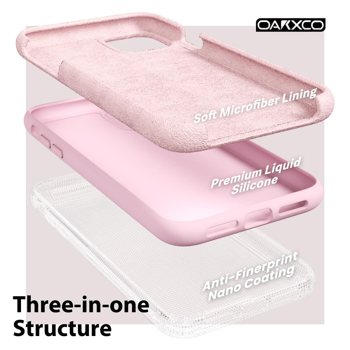 oakxco for iPhone 17 Pro Max Phone Case Liquid Silicone, Cute Thin Slim Grip Soft Rubber Gel for Women Men, Smooth Matte TPU Plain Solid Color Girly Simple Case with Camera Cover, Light Pink — view 1459