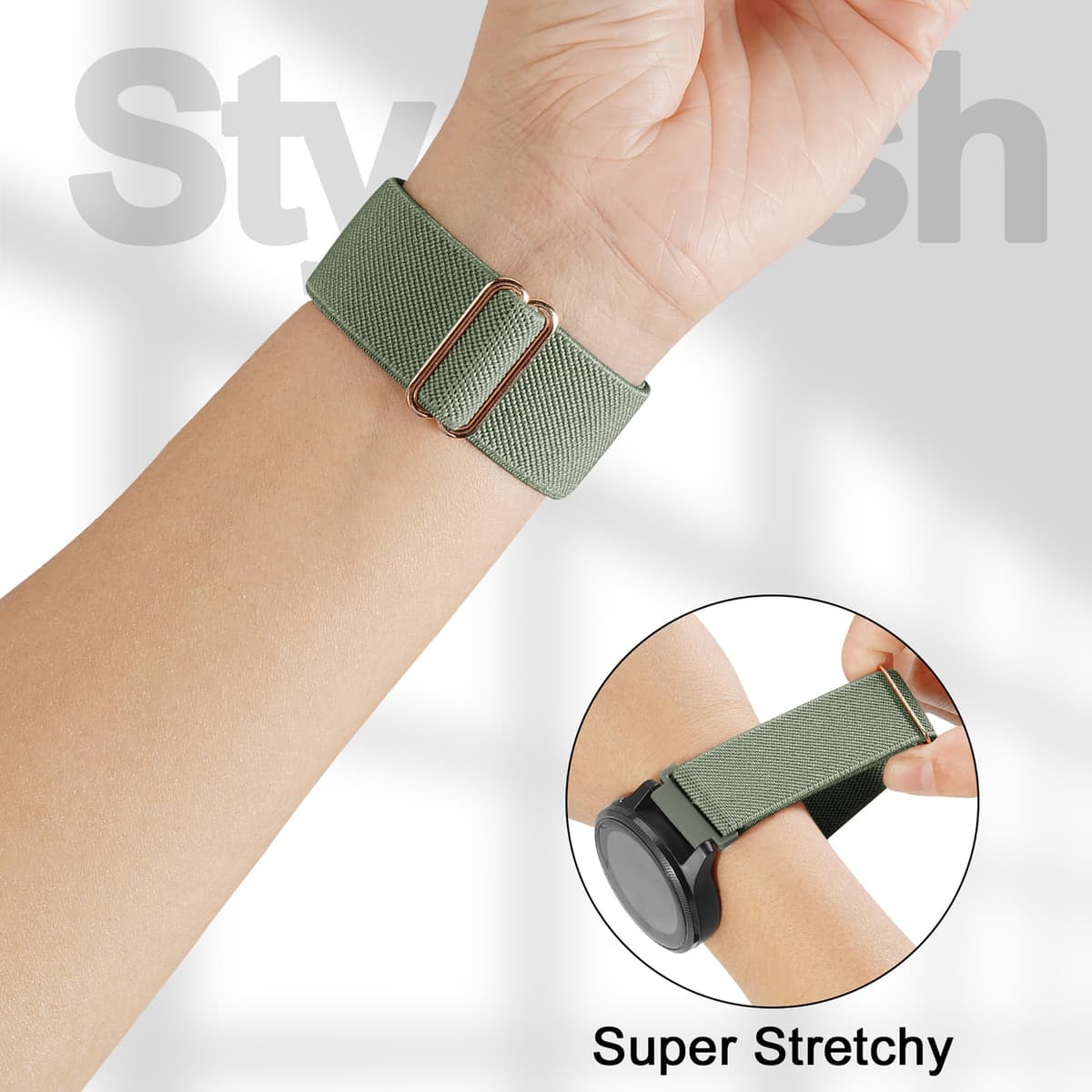 Laband 20mm Nylon Watch Straps for Garmin Vivoactive 6/5/3/3 Music/Forerunner165/55/645/245/570 42mm band, 5 Pack Soft Stretchy Fabric Adjustable Replacement Sport Straps for Venu/Venu Sq 2 Women Men — view 3