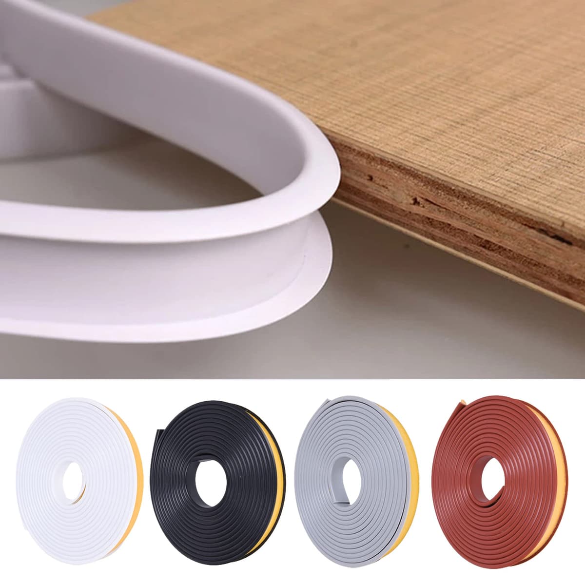 Cinta autoadhesiva en forma de U, 5 metros de cinta para bordes de muebles, protección flexible de TPE, protección de bordes plegable para bordes de armario, listón, encimeras (gris, 15 mm x 5 m)