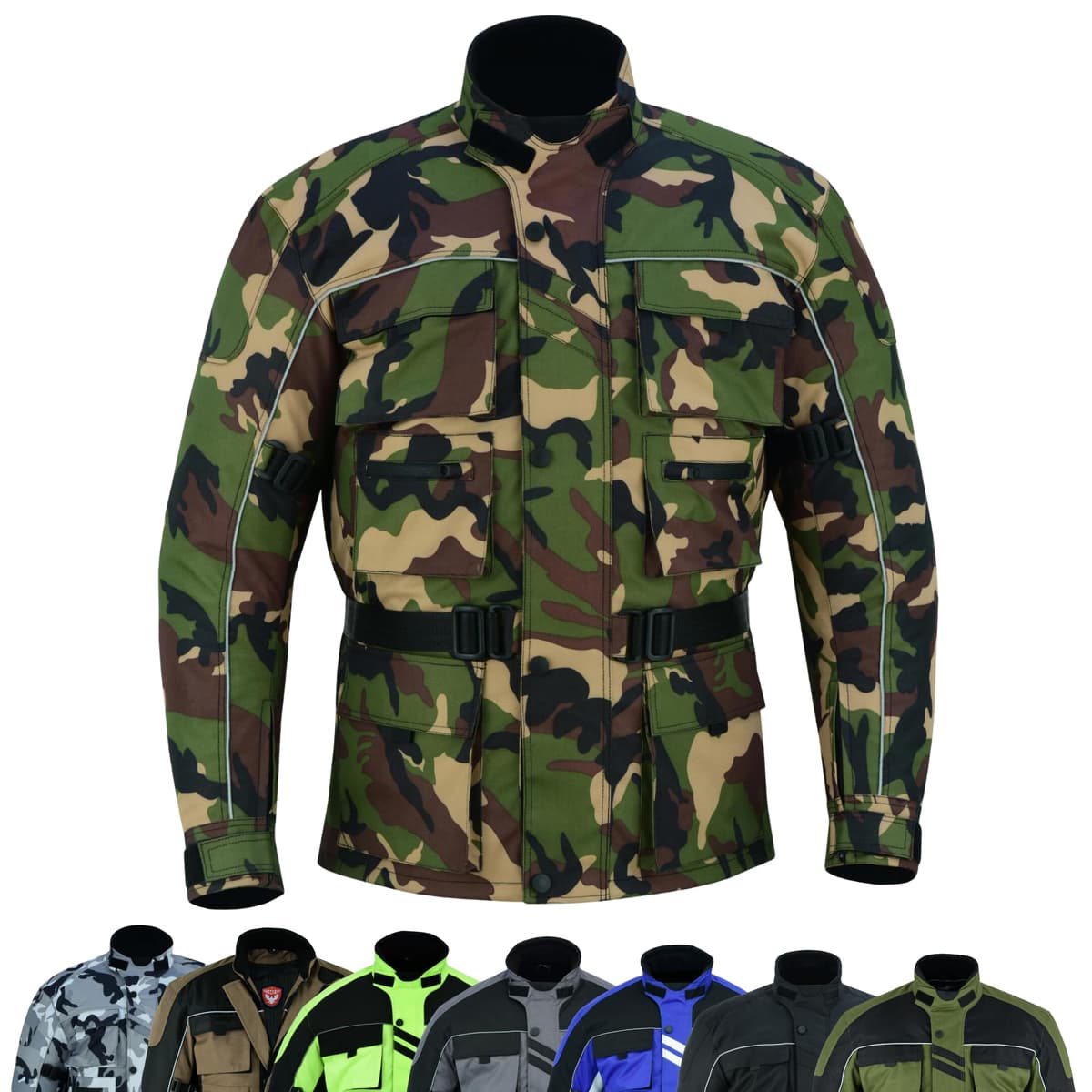 6 Pockets Mens Motorcycle Jacket, Textile Racing Motorbike Jacket, Hi-Vis Biker CE Protective Armored Jackets Mens Waterproof & Mesh Lining Breathable — view 12