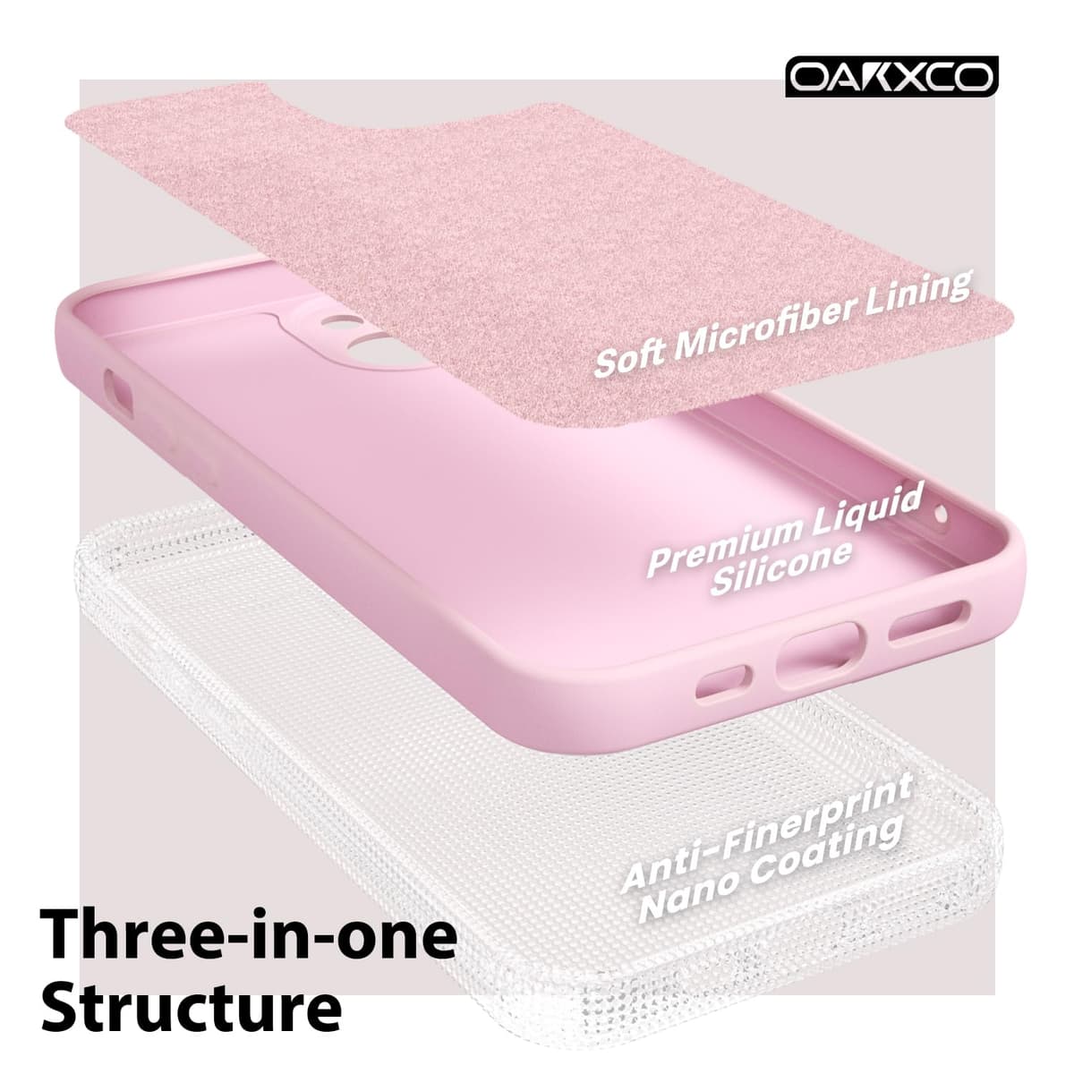 oakxco for iPhone 17 Pro Max Phone Case Liquid Silicone, Cute Thin Slim Grip Soft Rubber Gel for Women Men, Smooth Matte TPU Plain Solid Color Girly Simple Case with Camera Cover, Light Pink — view 723