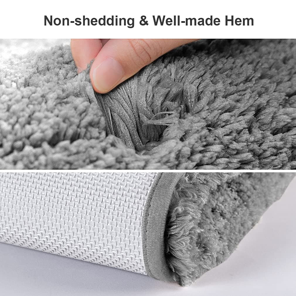 Non Slip Bath Mat Thickened Bath Rug for Bathroom Absorbent Ultra Soft Bathroom Mat Rug Fluffy Microfiber Bedside Rug Carpet Floor Mat, Quick-drying, Machine Washable - 40 x 60cm (Dark Gray) — view 3