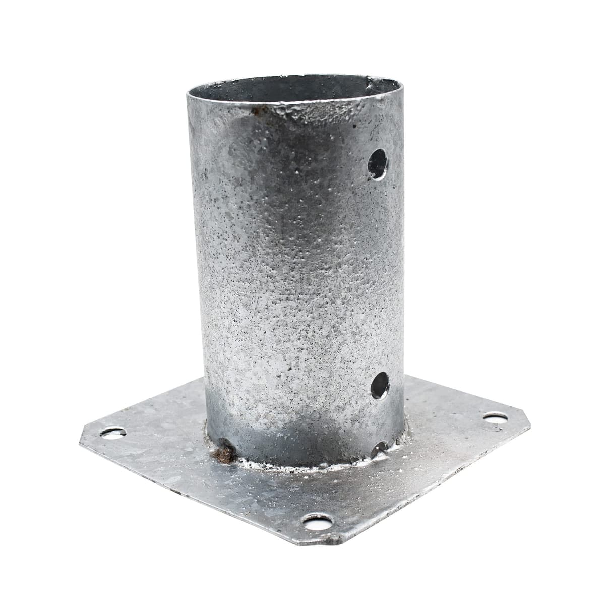 DOJA Barcelona | Anclaje Poste Redondo | PACK 4 | 81x150x150mm | Acero Galvanizado | Soporte Redondo para Poste con Base Atornillable | Soporte Postes de Madera, Vallas para Jardin, Barra Cortinas — view 2