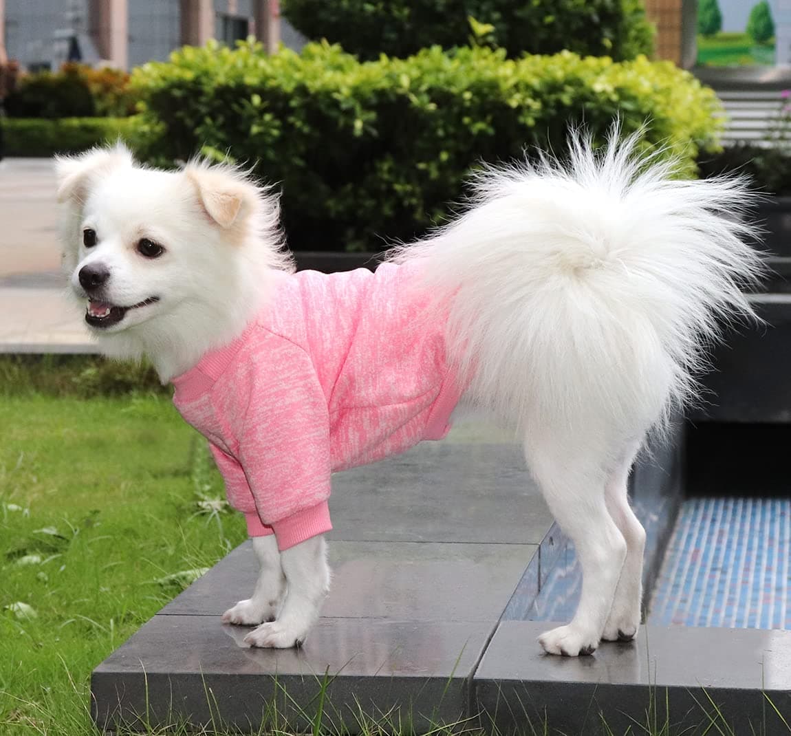 Dog Christmas Jumper Dog Sweater Dachshund Jumper Fleece Inside Soft Cozy, Colour Vibrant Easy to Take On and Off (Pink+Grey, XL) — view 4