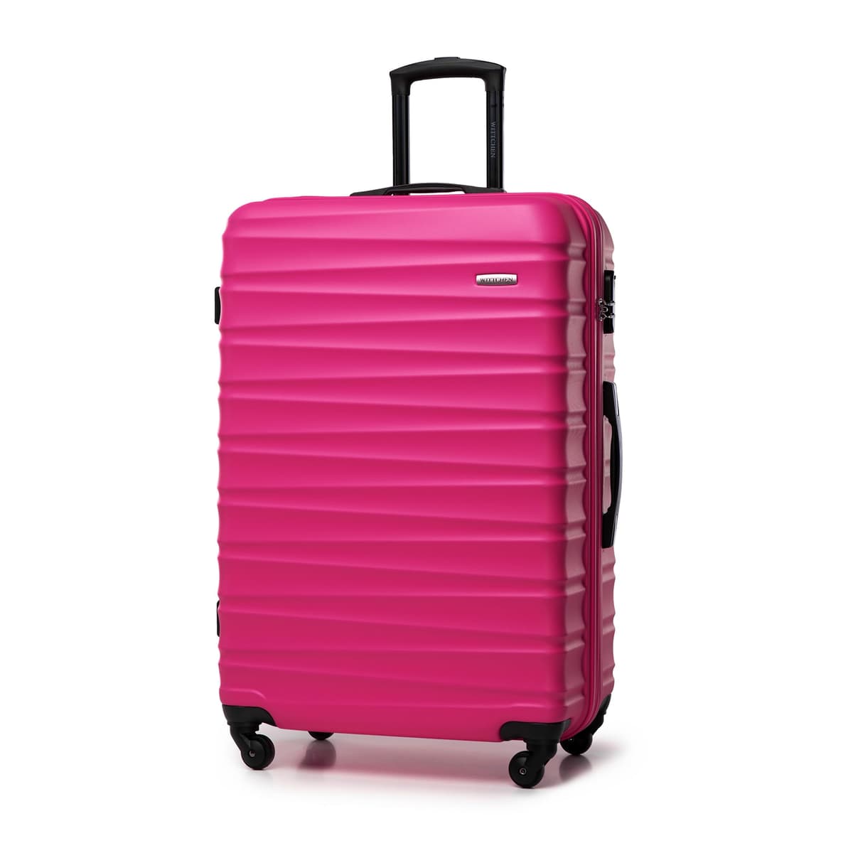 WITTCHEN Maleta Grande Trolley ABS rígido para facturación con 4 Ruedas giratorias Cerradura de combinación asa telescópica Groove Line Negro Ryanair/Vueling/Iberia/easyJet/Iberia Express — view 46