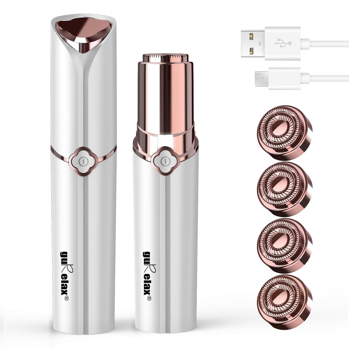 Gurelax Touch - Depilación facial para mujer, sin dolor, dispositivo recargable, 2 cabezales de repuesto, afeitadora facial Peach para labio superior y barbilla — view 9