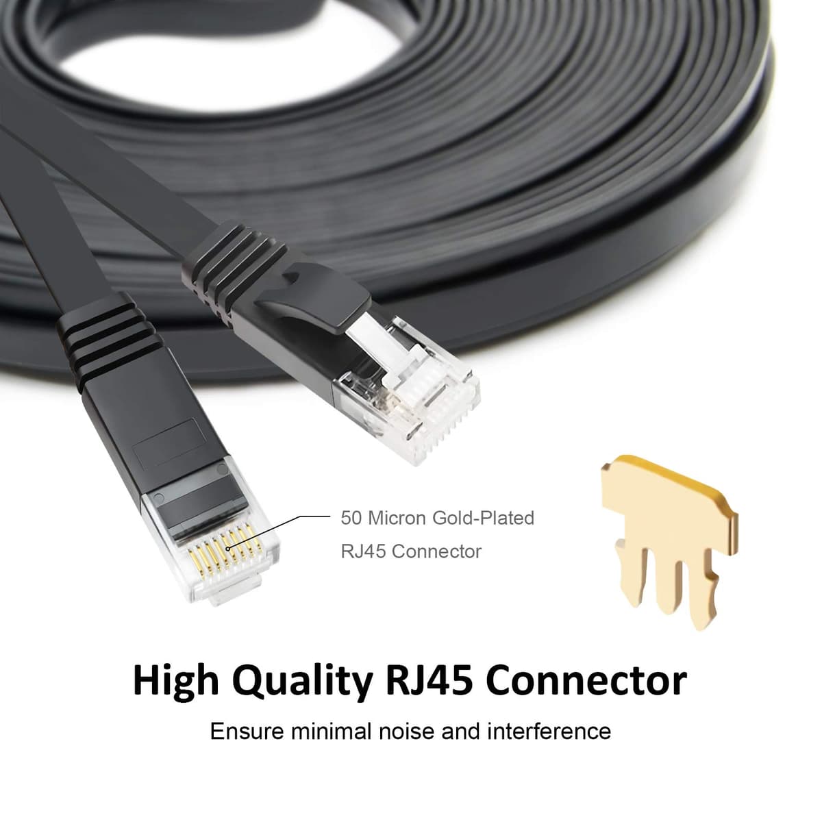 Yauhody CAT 6 Ethernet Cable 0.5m Black 6Pack Network Cable High Speed CAT6 Ethernet Patch Leads 0.5m Lan Cable CAT6 Gigabit Internet LAN Patch Cable for TV Gaming Router(6Pack Black) — view 3
