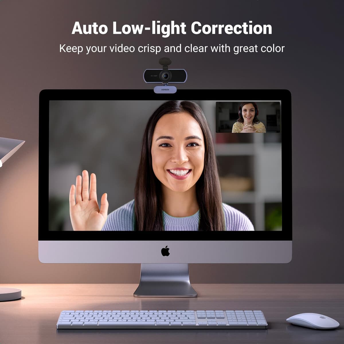 UGREEN Webcam for PC, Full HD 1080P/30fps Webcam for Laptop, Clear Stereo Audio Mics, Auto Light Correction, 85° View Web Cam USB Camera for Live Streaming, Video Calling, Conferences, Switch 2 — view 3