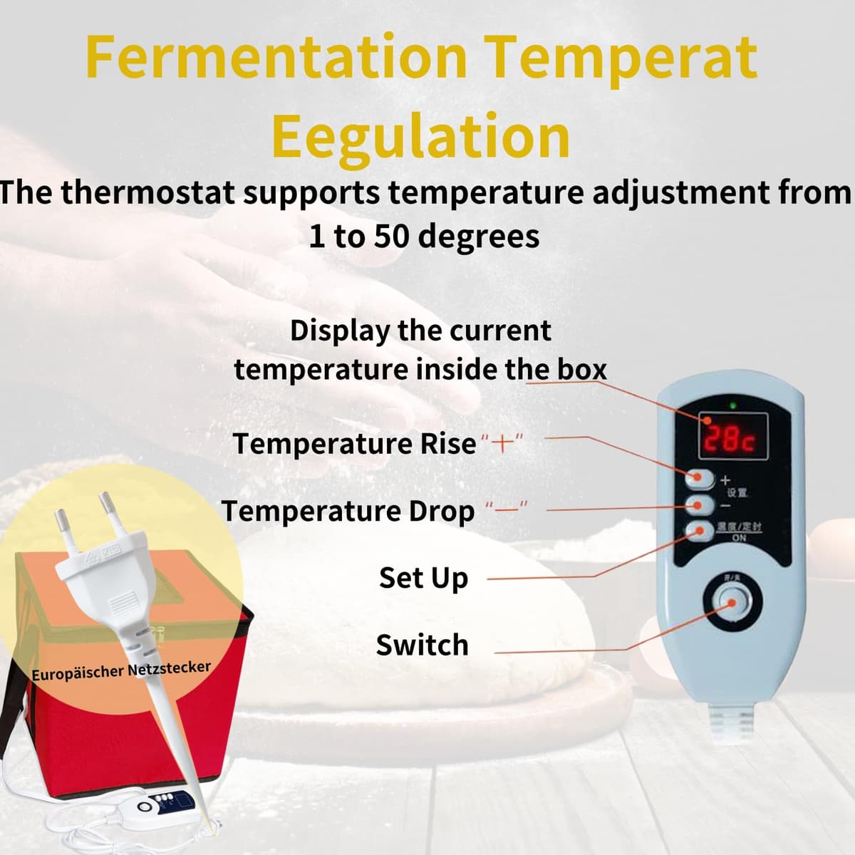 Cloud Fire Caja de Fermentación Eléctrica Plegable Azul 43L, 150W con Control de Temperatura, Fermentadora para Pan y Masa Madre, Armario Desmontable para Pizza, Yogur y Repostería (35×35×35 cm) — view 3