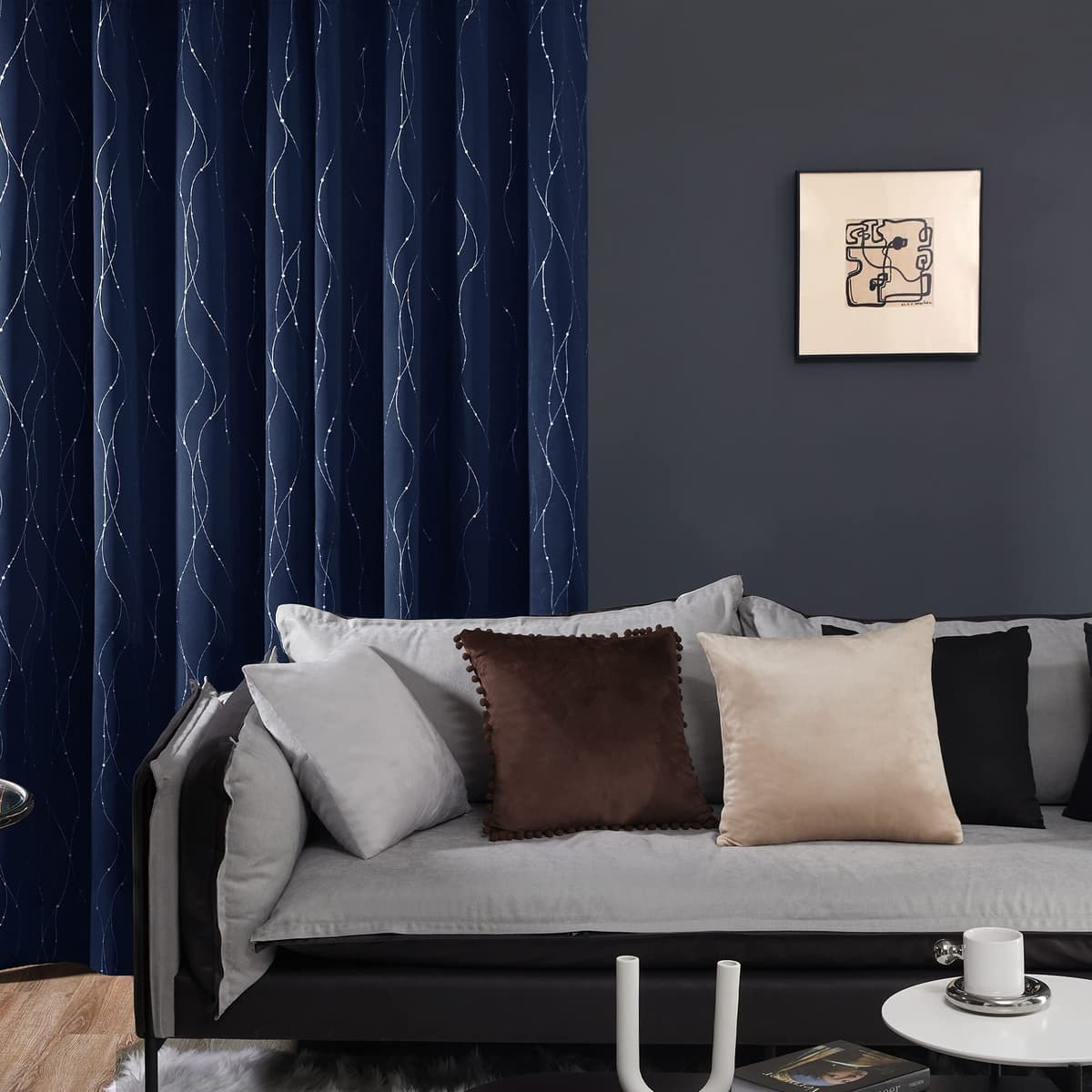 Deconovo Thermal Insulated Blackout Curtains Energy Saving Decorative Room Darkening Curtains Nursery Curtains for Kitchen 66 x 72 Inch Navy Blue 2 Set of 2 — view 3
