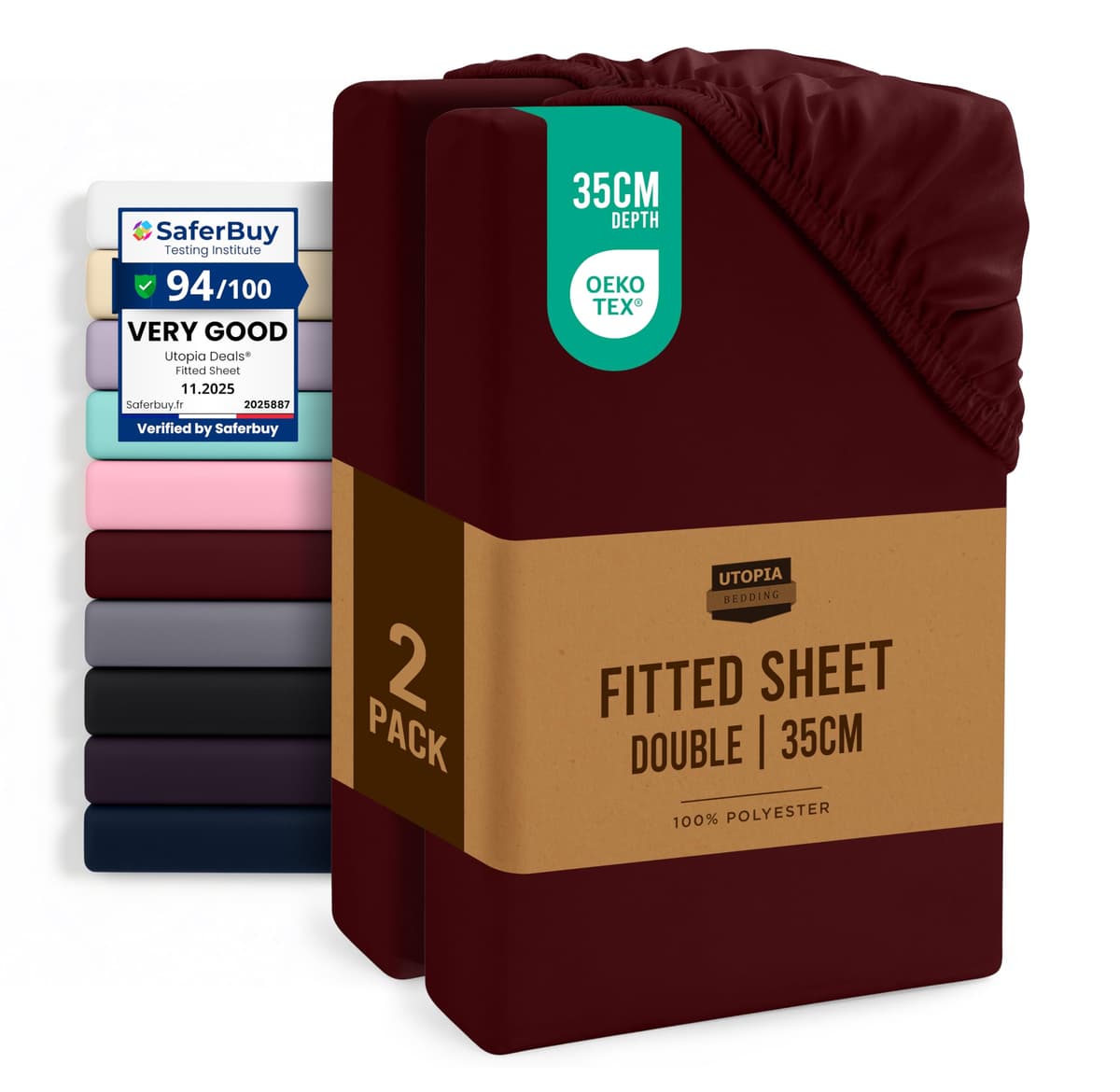 Utopia Bedding Fitted Sheet Single (2 Pack), White - Deep Pocket 14 inch (35 cm) - Oeko Tex Certified - Easy Care - Soft Brushed Microfibre Fabric - Shrinkage and Fade Resistant - Bottom Sheet — view 52