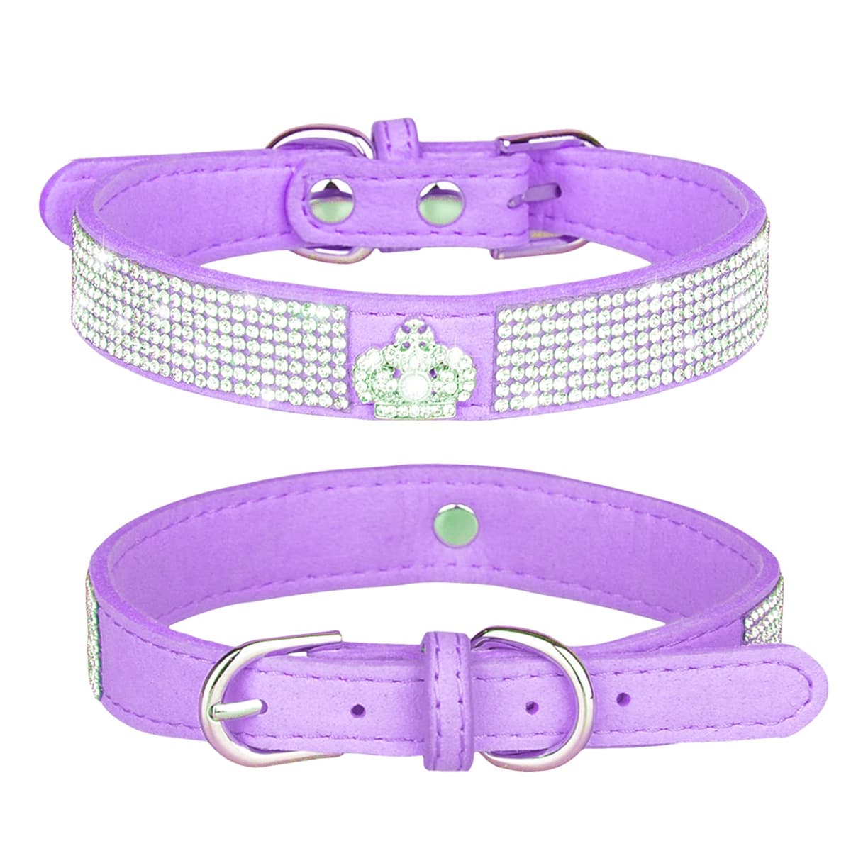 Rhinestone Dog Collar, Cute Dazzling Sparkling Soft Suede Leather Dog Cat Rhinestone Collar Crystal Diamond Pet Dog Puppy Collar (XS, Blue-1) — view 5