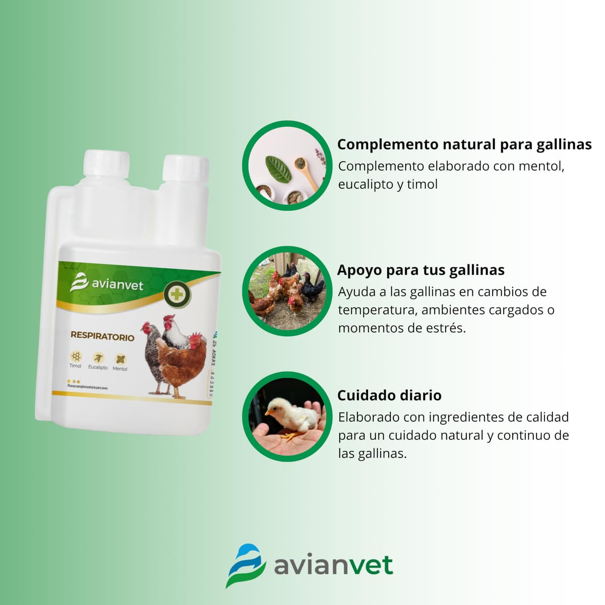 Respiratorio | Suplemento Natural para gallinas con mentol y eucalipto | Bienestar y Confort Ambiental en Aves | 500 ml — view 2