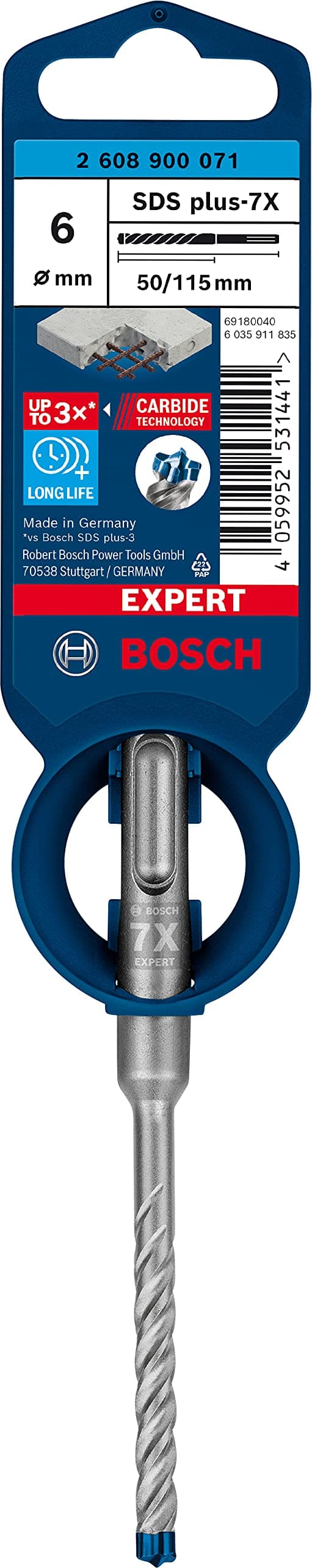Bosch Professional 1x Broca para martillo Expert SDS plus-7X (para Hormigón armado, Ø 6.00 x 115 mm, accesorios Martillo perforador rotativo) — view 2