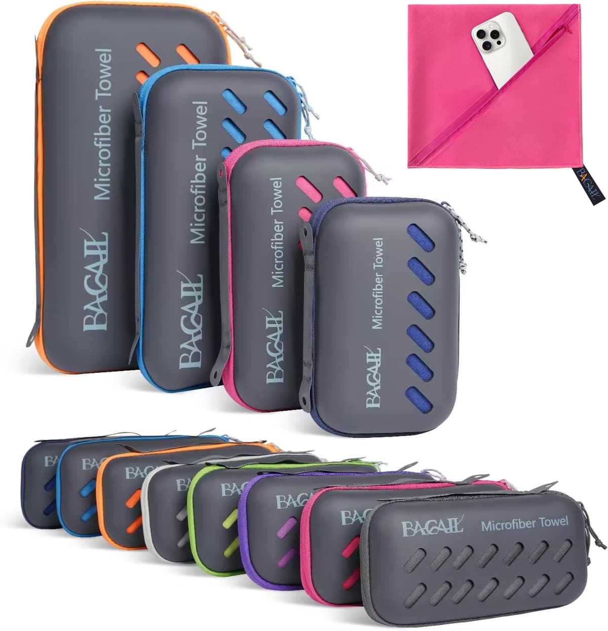 BAGAIL Toallas de Viaje de Microfibra, Toallas de Campamento, Toallas de baño y Toallas de Playa, Secado rápido - Súper absorción de Agua - Súper Compacto, Muy Adecuado para el Deporte y el Fitness — view 26