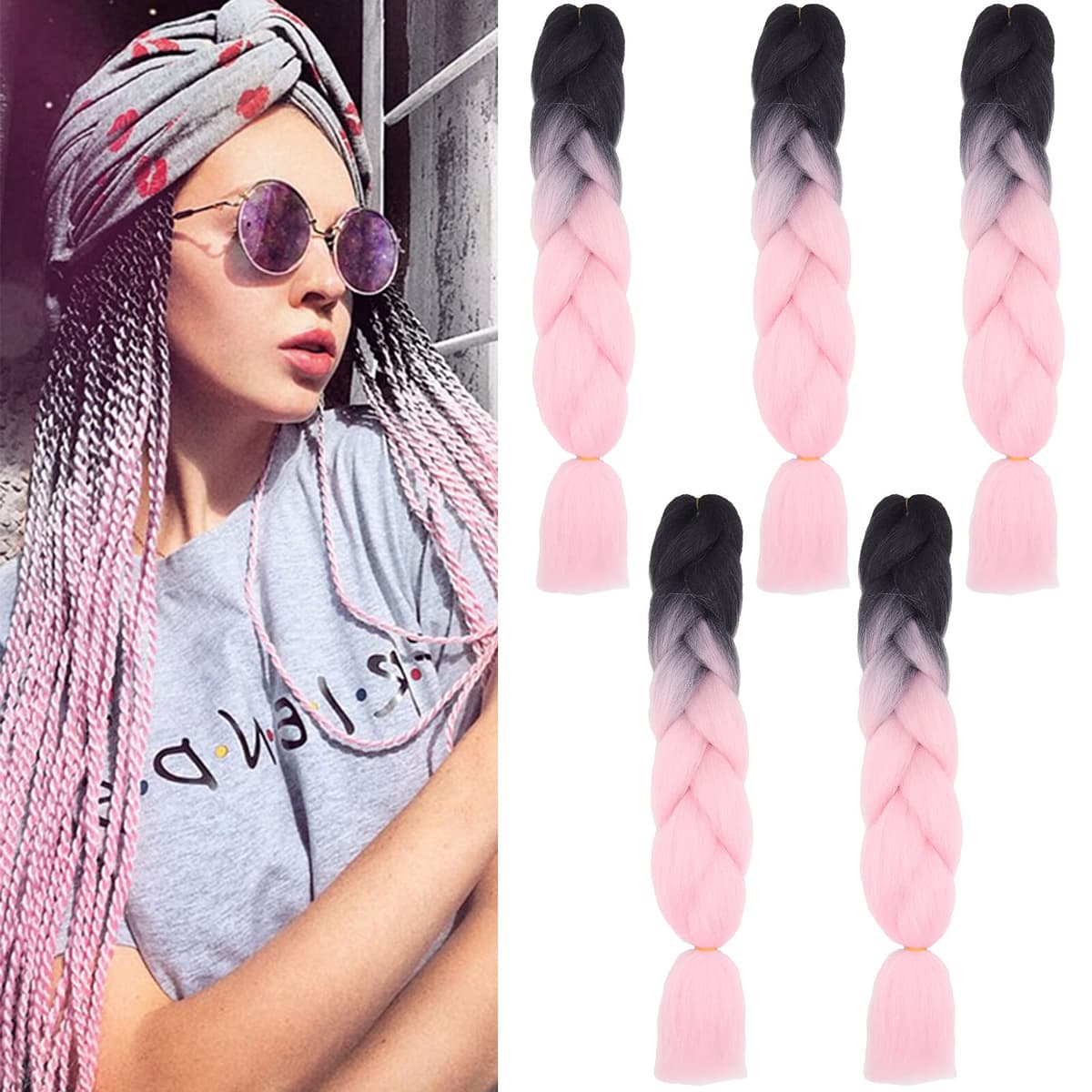 24" Braiding Hair Extension Jumbo Braids Synthetic 3bundles/pack Crochet Hair Afro Box Braid Heat Resistent (Dark Purple) — view 67